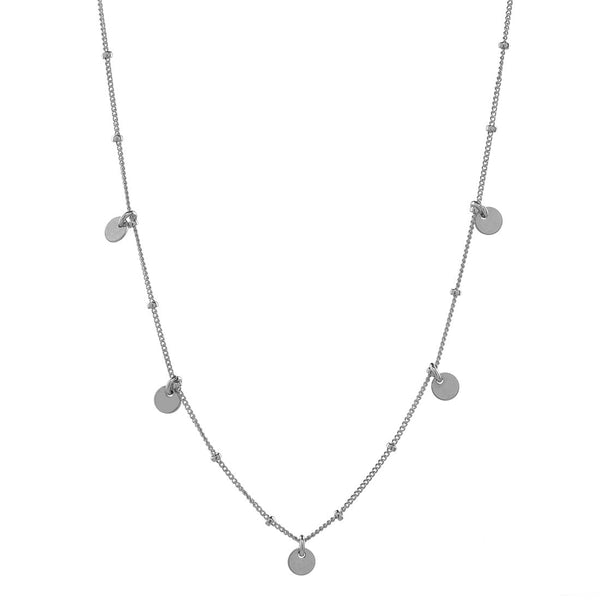 5 Tiny Discs Ball Chain Necklace - Choker / Silver - Necklaces - Ofina