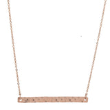 SALE - Long Thin Bar Necklace - Hammered / Rosegold - Necklaces - Ofina