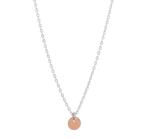 Single Disc Necklace - Rosegold Disc l Silver Chain - Necklaces - Ofina