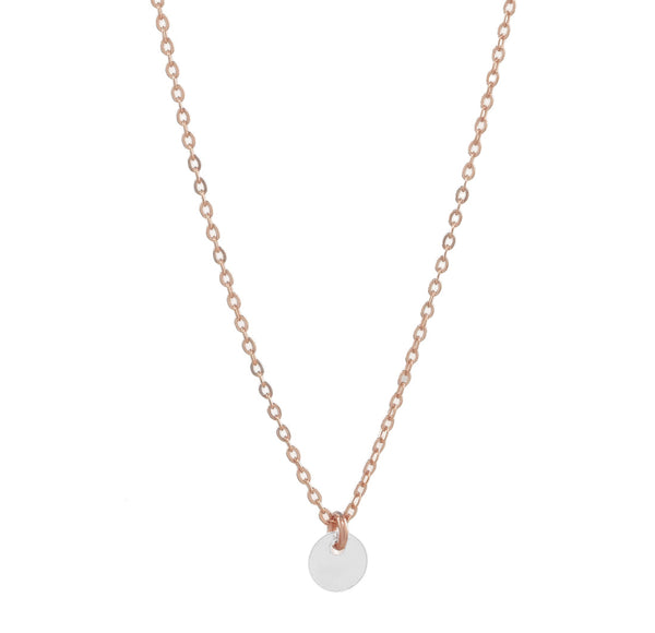 Single Disc Necklace - Silver Disc l Rosegold Chain - Necklaces - Ofina