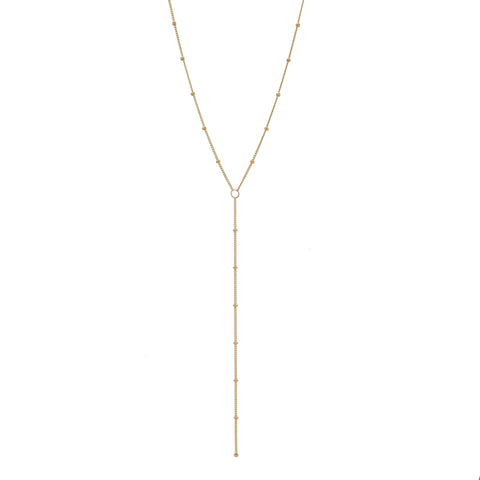 SALE - Y-Drop Ball Chain Necklace - Gold / 17" - Necklaces - Ofina