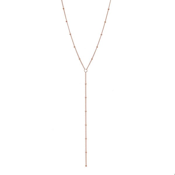 SALE - Y-Drop Ball Chain Necklace - Rosegold / 17" - Necklaces - Ofina