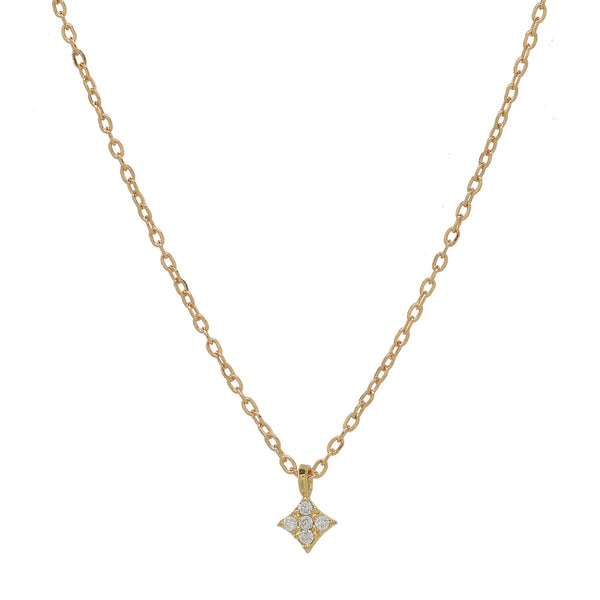 CZ Tiny Rhombus Necklace - Gold - Necklaces - Ofina