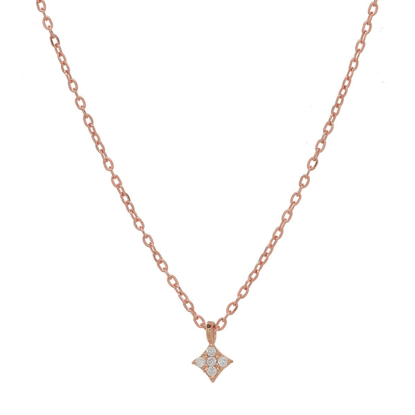 CZ Tiny Rhombus Necklace - Rosegold - Necklaces - Ofina