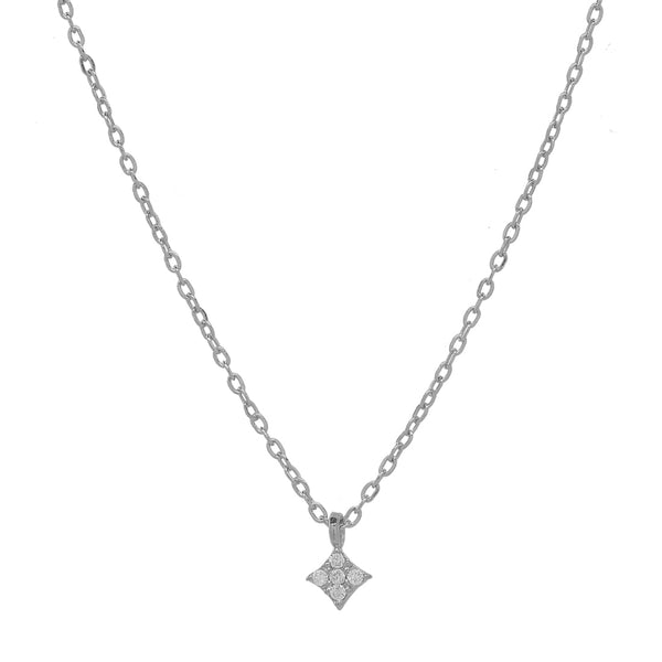 CZ Tiny Rhombus Necklace - Silver - Necklaces - Ofina