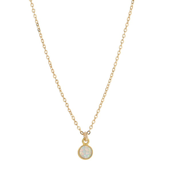 Circle Opal Necklace - Tiny / Gold - Necklaces - Ofina