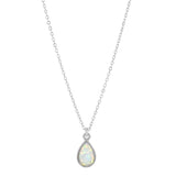 Tiny Elongated Teardrop Opal Necklace - Silver / Small - Necklaces - Ofina