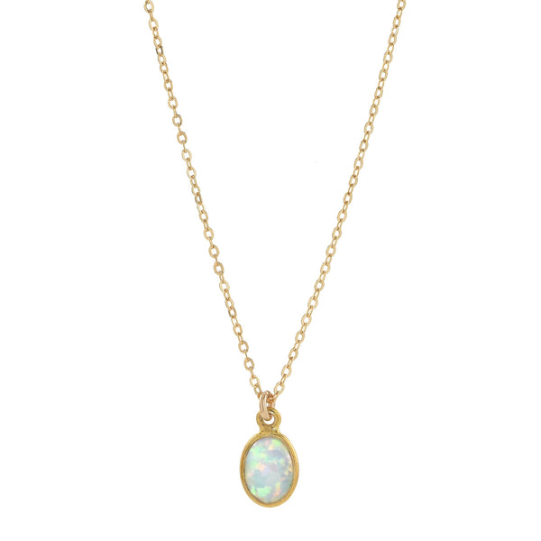 Oval Opal Necklace - Gold - Necklaces - Ofina