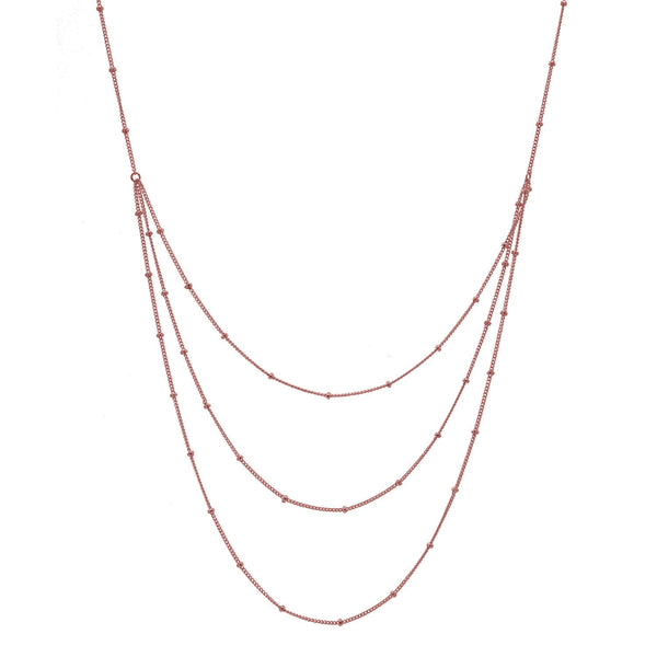 Triple Layer Ball Chain Necklace - Rosegold / 21" - Necklaces - Ofina