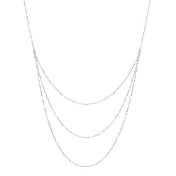 Triple Layer Rope Chain Necklace - Silver / 21" - Necklaces - Ofina