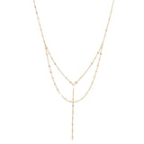 Double Layer Geometric Cable Link Y-Necklace - Gold - Necklaces - Ofina