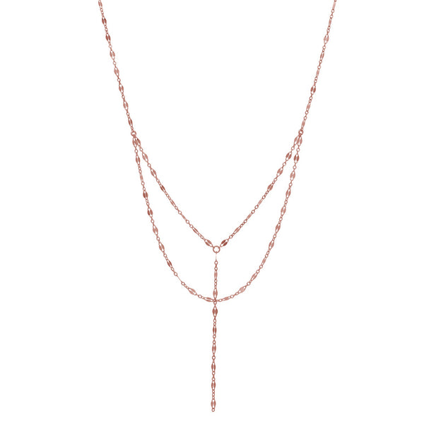 Double Layer Geometric Cable Link Y-Necklace - Rosegold - Necklaces - Ofina