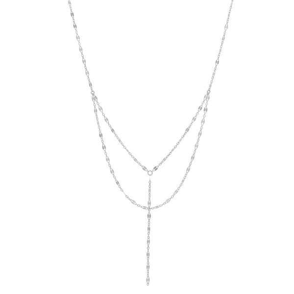 Double Layer Geometric Cable Link Y-Necklace - Silver - Necklaces - Ofina
