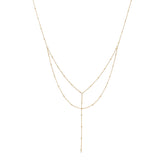 Double Layer Ball Chain Y-Necklace - Gold - Necklaces - Ofina