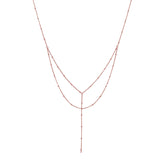 Double Layer Ball Chain Y-Necklace - Rosegold - Necklaces - Ofina