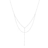 Double Layer Ball Chain Y-Necklace - Silver - Necklaces - Ofina