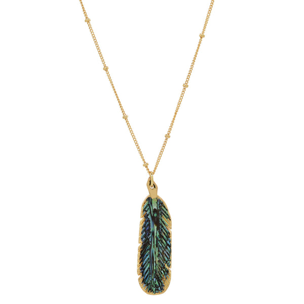 Feather Stone Necklace (more colors) - Abalone - Necklaces - Ofina