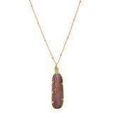 Feather Stone Necklace (more colors) - Pink Mother of Pearl - Necklaces - Ofina