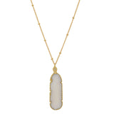 Feather Stone Necklace (more colors) - White Mother of Pearl - Necklaces - Ofina