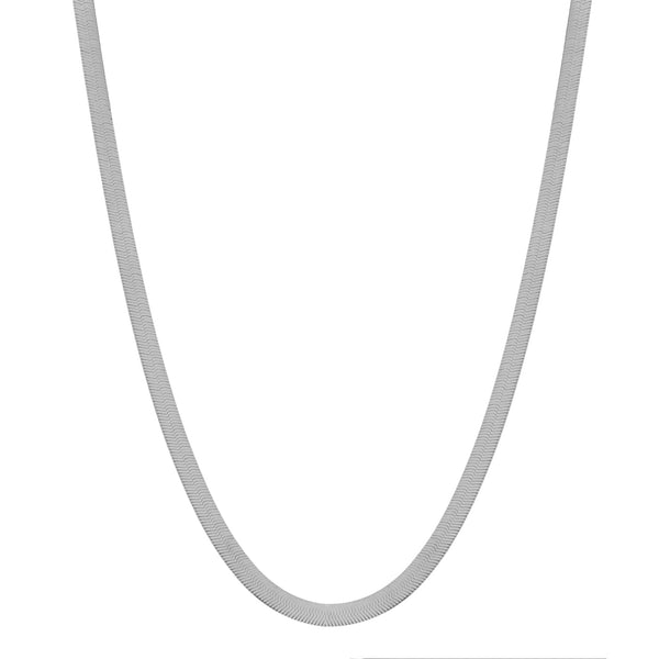 Herringbone Necklace - Silver / 5mm / 16" - Necklaces - Ofina