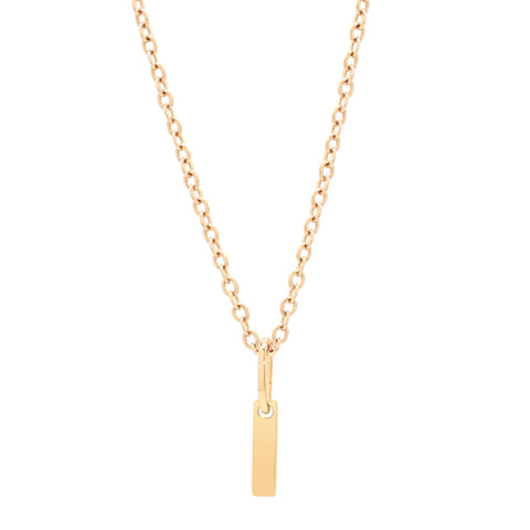 14k Solid Gold Tiny Flat Bar Necklace -  - Necklaces - Ofina