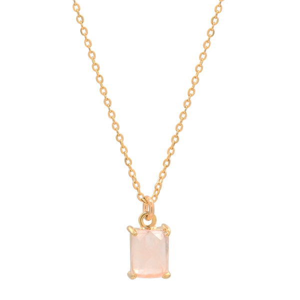 Rose Quartz Emerald Necklace - Small - Necklaces - Ofina