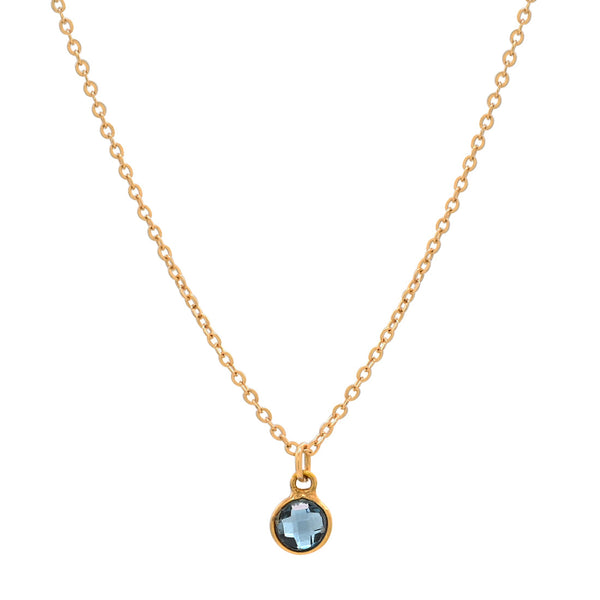 14k Solid Gold Blue Topaz Necklace -  - Necklaces - Ofina