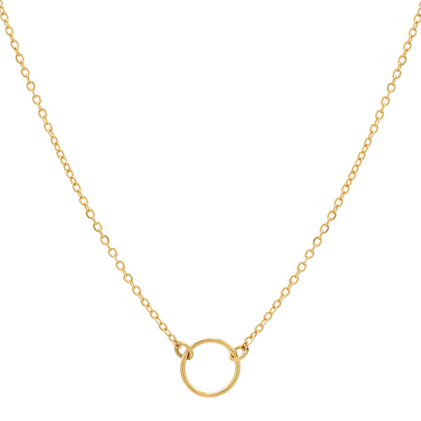 14k Solid Gold Tiny Circle Necklace -  - Necklaces - Ofina