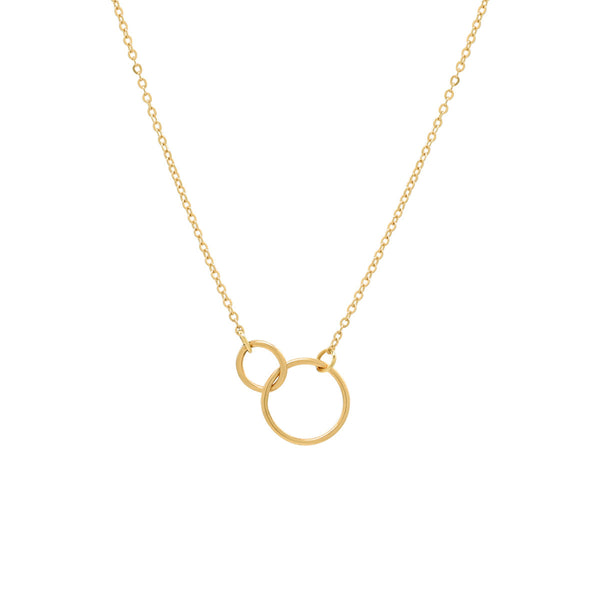 14k Solid Gold Duo Circle Necklace - Small - Necklaces - Ofina