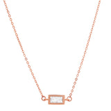 CZ Bezel Emerald Necklace - Rosegold - Necklaces - Ofina