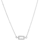 CZ Bezel Emerald Necklace - Silver - Necklaces - Ofina