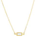CZ Bezel Emerald Necklace - Gold - Necklaces - Ofina
