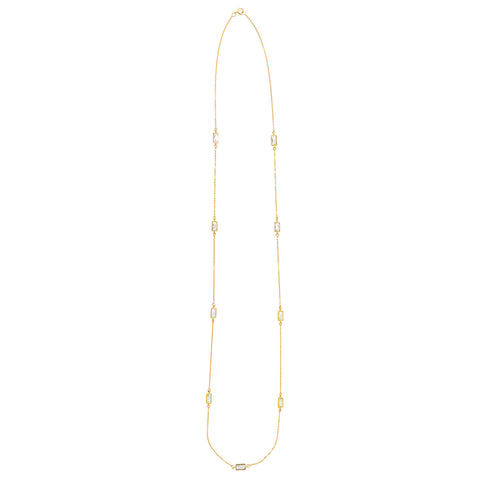 Long Multi-CZ Bezel Emerald Necklace - Gold - Necklaces - Ofina