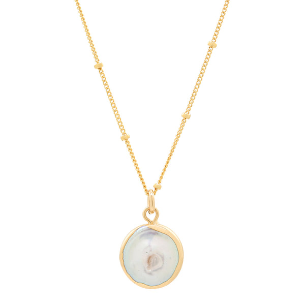 Gold Dipped Pearl Coin Necklace -  - Necklaces - Ofina