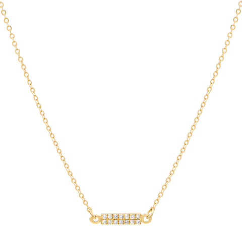14k Solid Gold Double Diamond Bar Necklace -  - Necklaces - Ofina