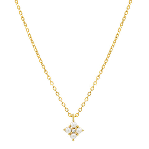 Tiny Pearl Star Necklace - Gold - Necklaces - Ofina
