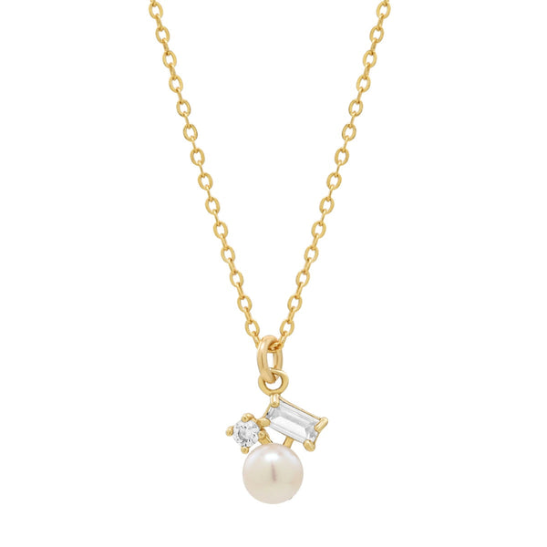 Pearl / CZ Cluster Necklace -  - Necklaces - Ofina