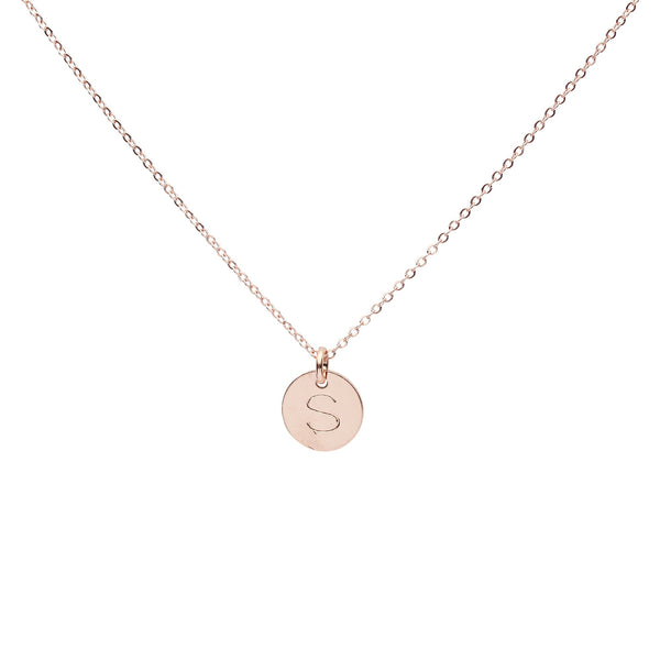 Monogram Necklace on Thin Chain - Rosegold / A - Necklaces - Ofina