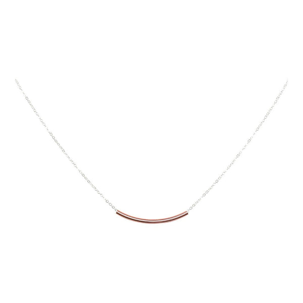 SALE - 2-Tone Curved Tube Necklaces - Short / Rose Gold/ Silver - Necklaces - Ofina