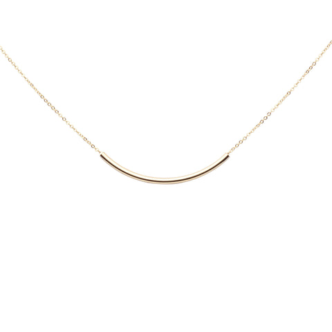SALE - Extra Long Curved Tube Necklace - Gold - Necklaces - Ofina