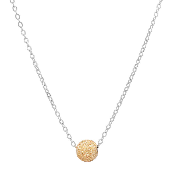 Single Stardust Ball Necklace - Gold Ball l Silver Chain - Necklaces - Ofina