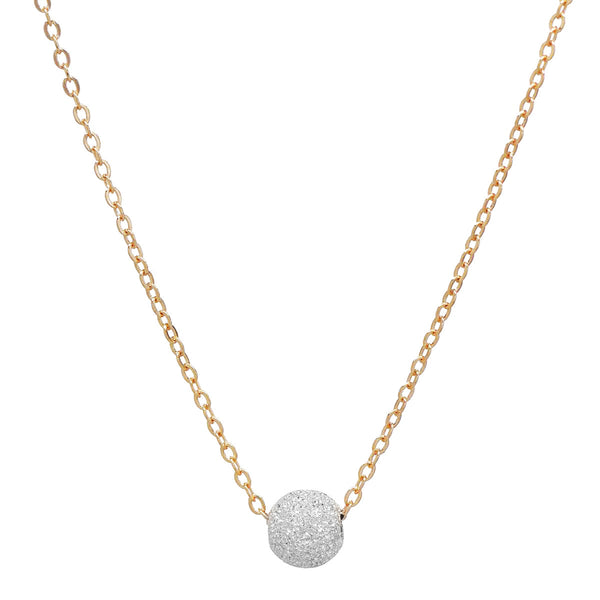 Single Stardust Ball Necklace - Silver Ball l Gold Chain - Necklaces - Ofina