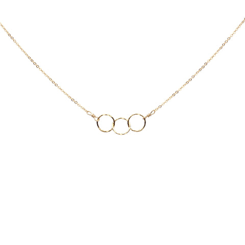 Tiny Triple Diamond Cut Circles Necklace - Gold - Necklaces - Ofina