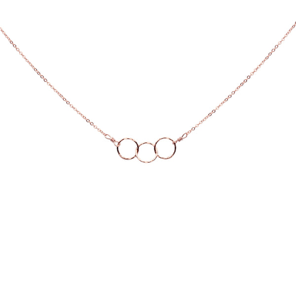 Tiny Triple Diamond Cut Circles Necklace - Rosegold - Necklaces - Ofina