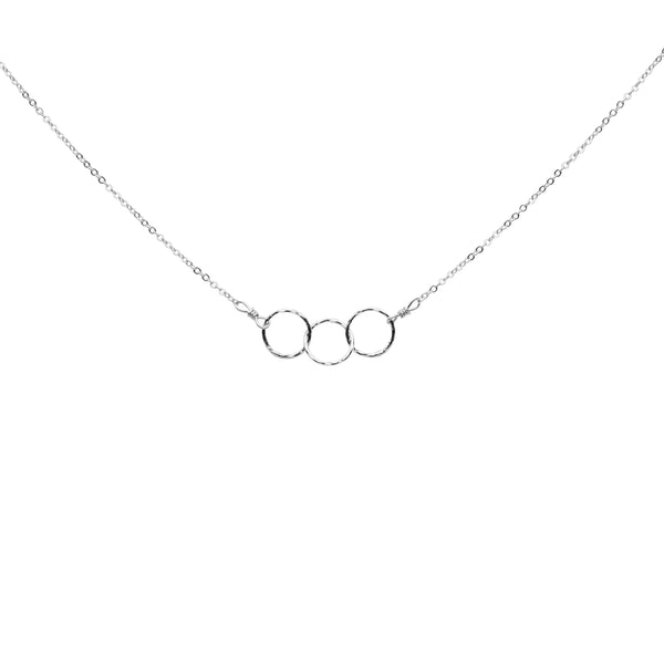 Tiny Triple Diamond Cut Circles Necklace - Silver - Necklaces - Ofina