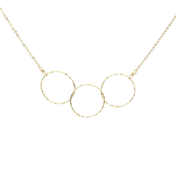 Triple Diamond Cut Circles Necklace - Gold - Necklaces - Ofina