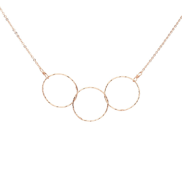 Triple Diamond Cut Circles Necklace - Rosegold - Necklaces - Ofina