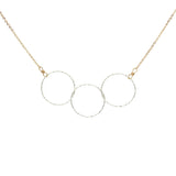 Triple Diamond Cut Circles Necklace - Silver Circles / Gold Chain - Necklaces - Ofina