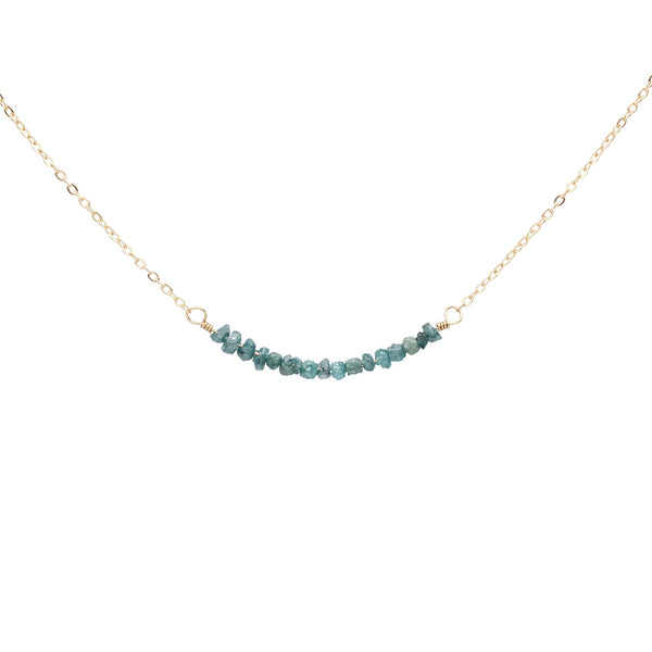 Blue Raw Unpolished Diamond Bar Necklace -  - Necklaces - Ofina