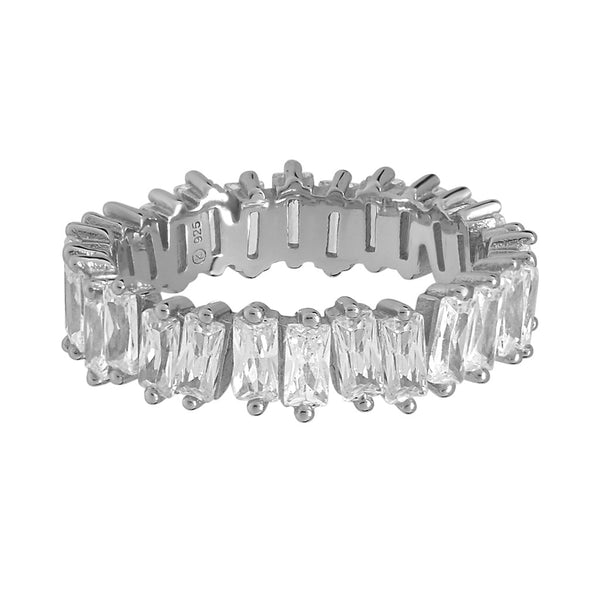 CZ Multi-Baguette Eternity Band Ring - Silver / 5 - Rings - Ofina